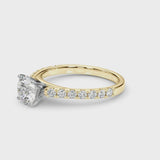 1.50ct Round Brilliant Petite Micropavé  Diamond Engagement Ring Setting (0.75ctw) In 14k White Gold