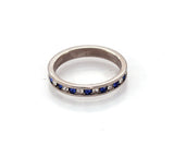 Round Cut Sapphire & Stimulated Diamond Channel Wedding Band Anniversary Ring - simonbjewels.co