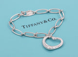 Tiffany & Co. Silver Elsa Peretti Open Heart Paper Clip Link Bracelet 7" - simonbjewels.co