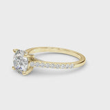 3.00ct Round Brilliant Petite Micropavé  Diamond Engagement Ring Setting (0.30ctw) In 18k White Gold