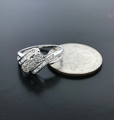 NATURAL ROUND AND baguette DIAMOND COCKTAIL RING 10K WHITE GOLD - simonbjewels.co