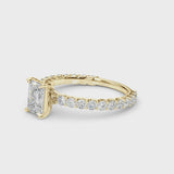 2.00ct Emerald cut Lucida Setting Diamond Engagement Ring Setting (0.65ctw) In 14k Gold