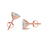 Martini Set Solitaire Studs Earrings Diamond 1.00 Ct Rose Gold - simonbjewels.co