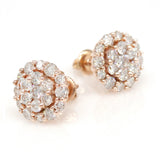 2.35 ctw Round Diamond Cluster Flower Earrings in 14k Rose Gold - simonbjewels.co