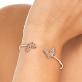 0.65ct Round Cut Diamond Micro-pave Butterfly Flexible Bangle Bracelet set in 14k Gold - simonbjewels.co