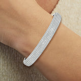 6.75 ct Round cut Pave Multi Row Bangle Bracelet 18K White Gold - simonbjewels.co