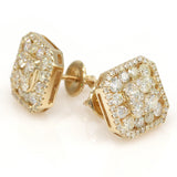 2.50ctw Natural Round Diamond Cluster Channel-set Earrings 14k Yellow Gold - simonbjewels.co