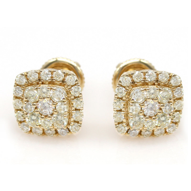 1.15 ctw Round Diamond Micropave cluster Earrings in 14k Yellow Gold - simonbjewels.co