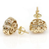 0.89 carat Round Diamond Micro-pave Clover earrings in 14k Yellow Gold - simonbjewels.co