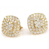 2.61 ctw Round Natural Diamond Pave Cluster Earrings in 14k Yellow Gold - simonbjewels.co