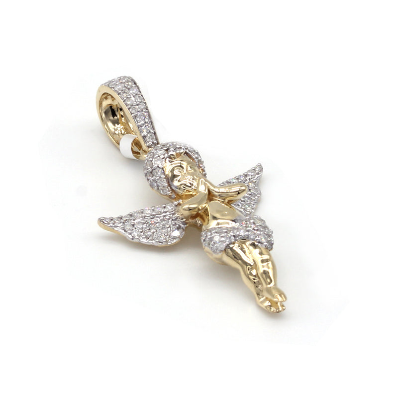 0.85 Carat F-VS Natural Diamond Baby Angel Pendant Solid 14k Gold - simonbjewels.co