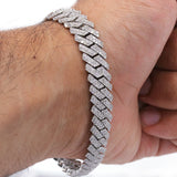 11.50 Carat F-VS Diamond Cuban Link Bracelet 65 Grams 14k White Gold - simonbjewels.co